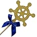 Shxstore Nautical Theme Cupcake Cake Toppers Picks of Anchor Boat Rudder for Wedding Birthday Baby Shower Party Decor Supplies, 24 Counts