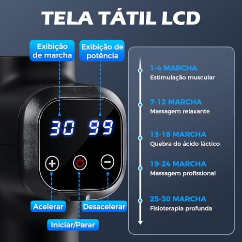 Massageador Muscular YARUIKE | Alívio Profundo para Costas e Pernas | 8 Cabeças Terapêuticas e 30 Velocidades | Motor Silencioso 35dB para Uso em Casa, Escritório e Pós-Treino | Design Ergonômico para Uso Diário