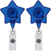 Will Well Badge Holders with Belt Clips for Securing onto Pockets and Purse Straps, with Retractable 27.5" UHMWPE Fiber Pull Cords, Strong Build with Fun Designs - 2-Pack, Star Shape