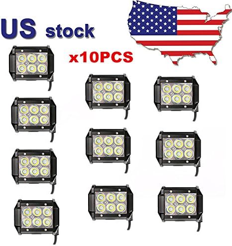 Primeprolight 4" Led Light Bar 10Pcs 18W Spot Beam 1260LM LED Bar Light Driving Light Fog Off Road Lights Waterproof for Vehicle ATV SUV UTV 4WD Jeep Boat
