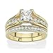 Marimor Jewelry Her and His 14K Gold Plated Stainless Steel 3 Piece Wedding Engagement Ring and Men's Band Set