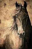 WISDOM - Horse Print 12x18 Inch Friesian Horse Acrylic Painting Equine Fine Art Print Dressage Horse Home Decor
