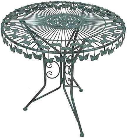 Caracella Round Decorative Hanging Butterfly Bistro Table – Metal Frame – Dark Green
