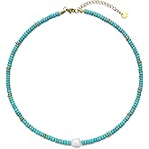 Beaded Necklaces for Women Gemstone Necklace with Freshwater Pearl Crystal Beaded Necklace Natural Stone Summer Beach Bead Choker Boho Necklaces for Women