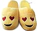 Emoji Slippers - Heart Eye - Cartoon Cute - Warm Cozy Soft and Funny Comfort - Slip Grip Bottoms Slipper