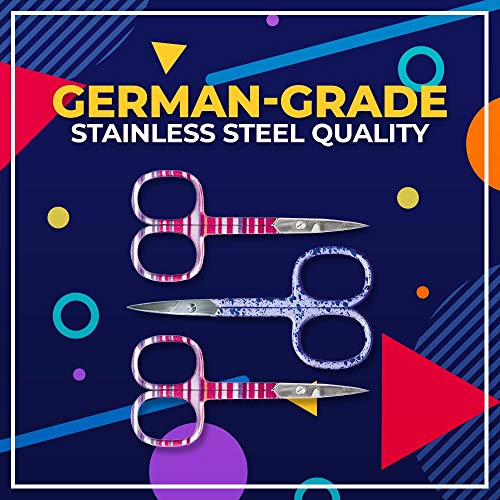 Titania Germany Cuticle Scissors w/Colored Handles - Premium Quality & Extra Sharp Stainless Toenail & Fingernail Trimmer w/Curved Blades For Precision Toe Nail & Finger Nail Cutting & Grooming