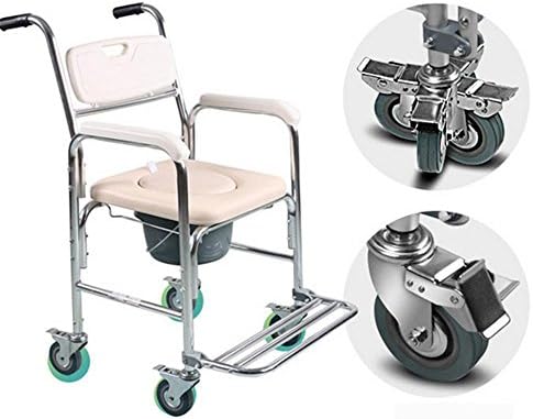 DANQI Mobile Commode Chair elderly women moving aluminum shower Chair, toilet and shower COMMODE chairs