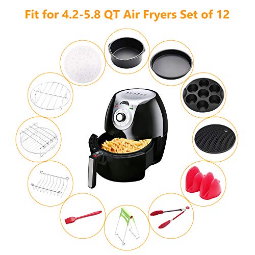 8 inch Air Fryer Accessories 12 Pcs for Gowise Phillips Cozyna Airfryer XL 4.2QT-5.8QT, Deep Fryer Accessories Set of 12 - Thumbnail 6