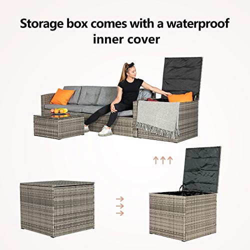 image for mecor 4PC Patio Furniture Set, Wicker Outdoor Furniture Sectional Cush
