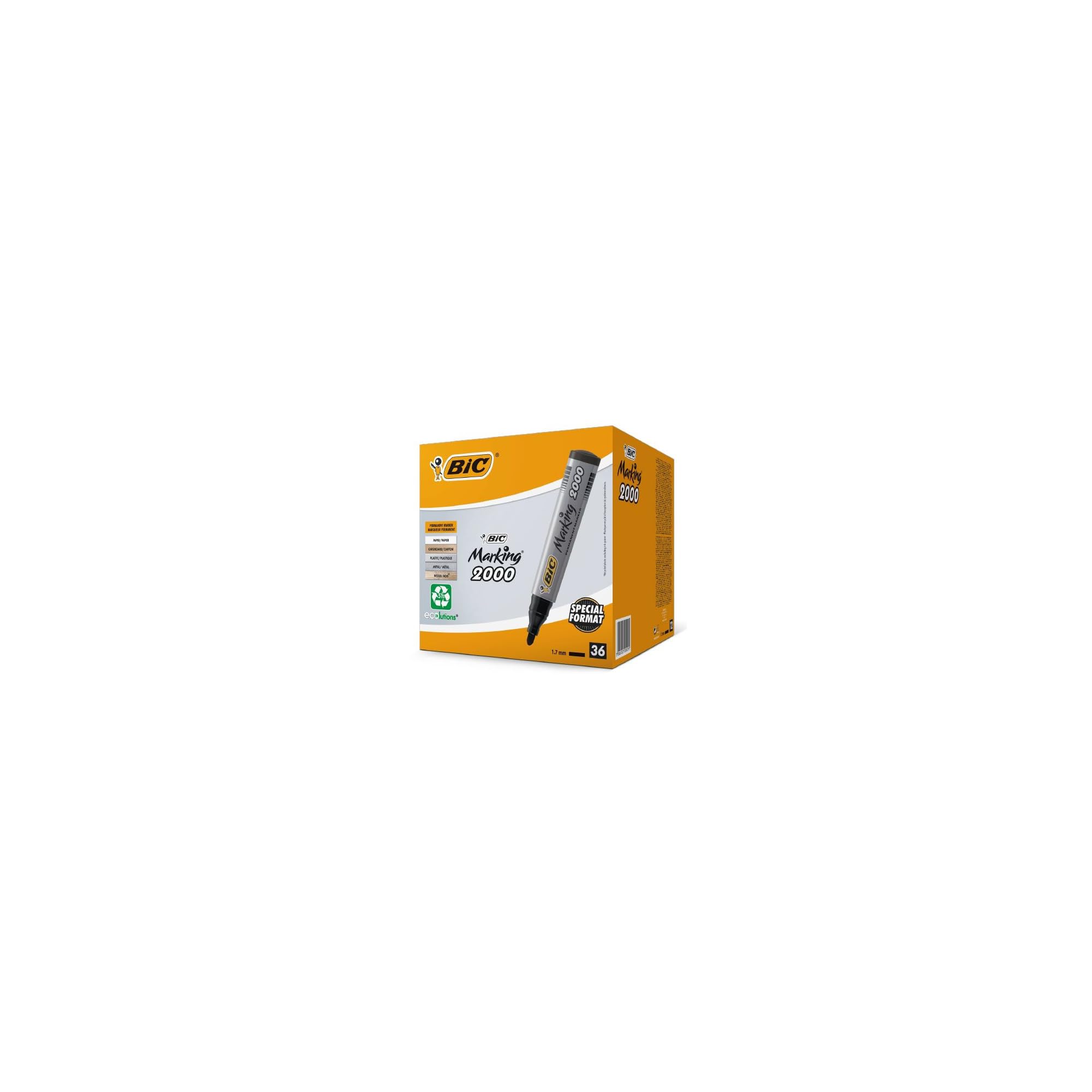 BIC Marking 2000 ECOlutions Permanent Markers Medium Bullet Tip - Black, Box of 36