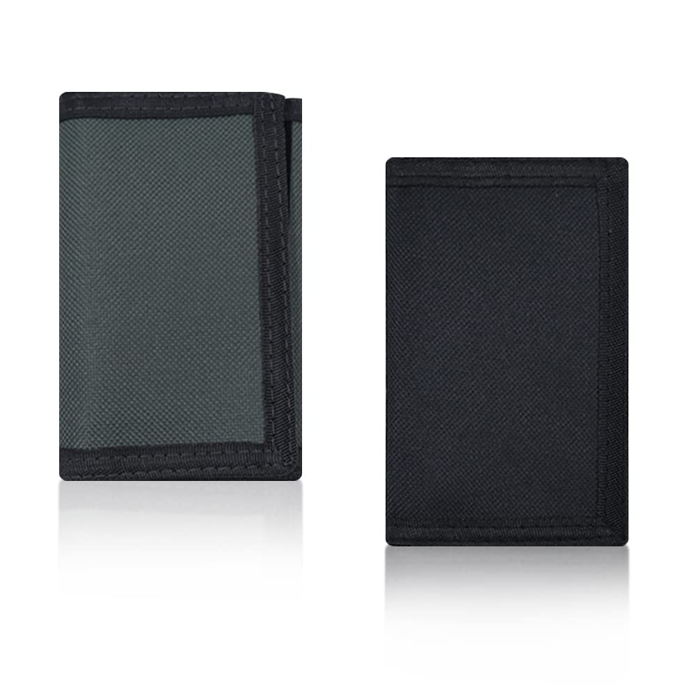 Yitexin Canvas Trifold Wallet with Clasp and Zipper Pocket for Coins and Card Holder for Outdoor Sports Wallet for Young Boys Girls Black/Grey, NO, nan, Casual