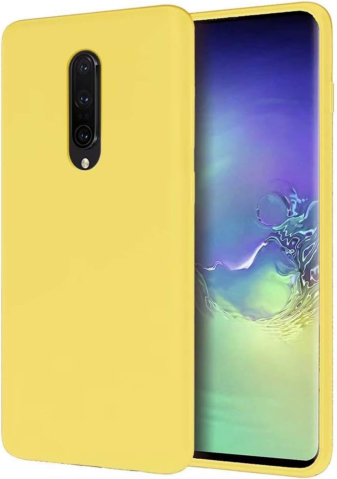 Xunlaixin MUTOUREN Compatible with Oneplus 7 Pro Case TPU liquid Silicone Gel Rubber Cover with Soft Microfiber Cloth Lining Cushion Anti-Scratch Shockproof Phone Case, Yellow
