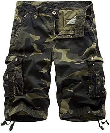 Hycsen Mens Cotton Relaxed Fit Fit Outdoor Camouflage Camo Cargo Shorts