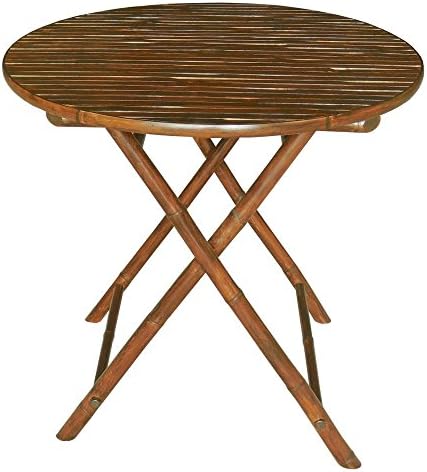 Zew Hand Crafted Round Folding Bamboo Patio Bistro Table