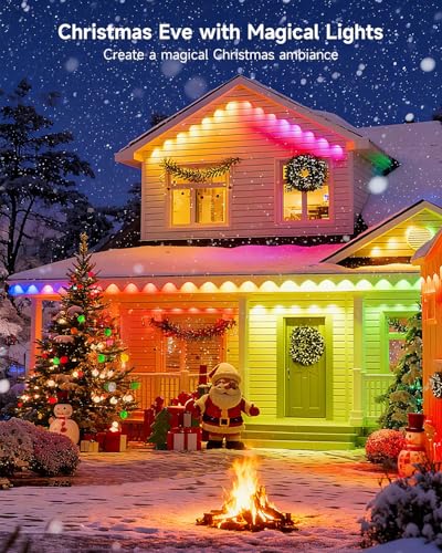 RUISUN Permanente Außenbeleuchte Lights RGBICW 2700-6000K LED Lichterketten Outdoor IP67 Wasserdichte mit App Steuerung für Weihnachtsdekoration Gartenpartys und tägliche Beleuchtung(Weiße 50FT) thumbnail 2
