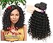 Brazilian Deep Wave Curly Virgin Human Hair 3 Bundles Unprocessed Virgin Human Hair Deep Wave Human Hair Weave Curly Hair Natural Black (12 14 16)