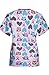MedPro Women's Medical Scrub Set with V-Neck Print Top and Cargo Pants Pink Blue S(9007RIB-21)