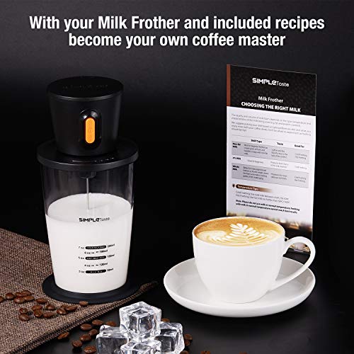 SIMPLETASTE Electric Milk Frother with Pitcher, Hands-free Battery Powered Foam Maker for Nespresso, Cappuccino and Coffee, 2 AA Batteries (Not Included), Black - Thumbnail 5
