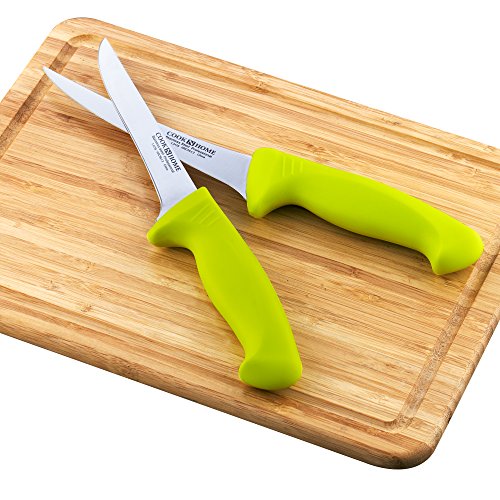 Cook N Home Flexible Curved and Straight Stiff 2 Piece Boning Knife Set, 6", Silver Pricepulse