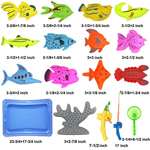 Kvvdi 40pcs Magnetic Fishing Game Toy with 23.6 inch Pool Fishing Rods Set for Kids Child Play Pretend Fishing Games Bath Toys Model
