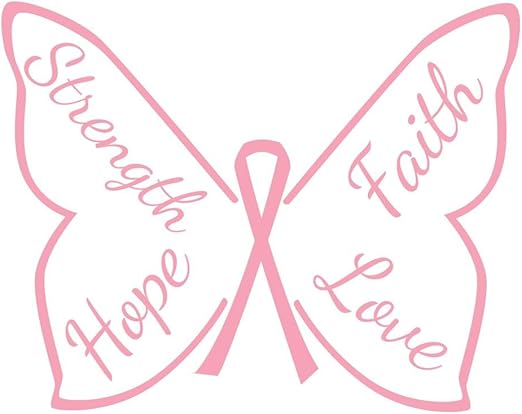 Amazon Com Katazoom Breast Cancer Awareness Wall Decal Butterfly Of Strength Faith Hope Love Removable Vinyl Wall Decal 12 X 10 Pink Home Kitchen