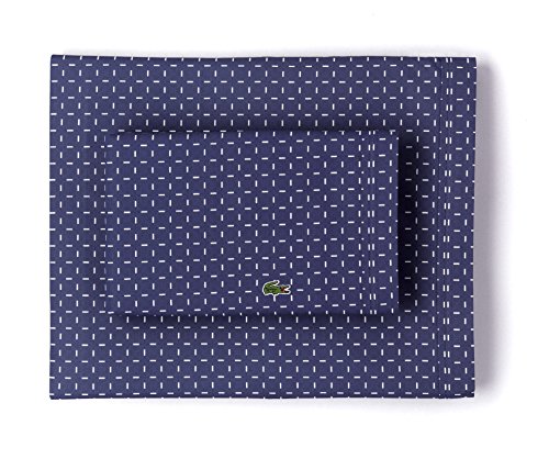 Lacoste 100 Cotton Percale Sheet Set Dash Print Vintage Indigo - Main Image