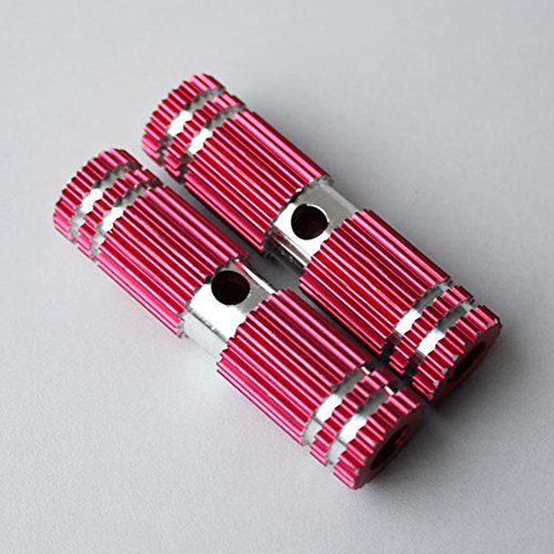 2x Premium Mini Red Metal Alloy Kid-Sized Foot Pegs Fits Most Regular BMX Trick Mountain Bicycles (2.67in Long, 0.35in Diameter Hole, 0.75in Wide)