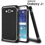 Galaxy J7 Case, Celljoy [Deluxe Shock Armor] Samsung J7 2015 J700 Slim Fit Protective (Shockproof) Hybrid Reinforced Bumper {Impact Resistant} Premium Elegant - Thin Hard Cover (Black)