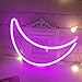 QiaoFei Decorative Crescent Moon Neon Light,LED Moon Sign Shaped Decor Light,Wall Decor for Christmas,Birthday party,Kids Room, Living Room, Wedding Party Decor (Purple pink)