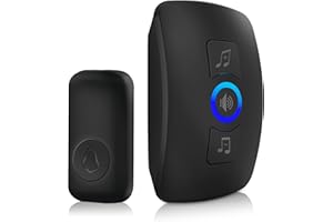 Douevo Doorbell Chime, IP55 Water Resistant, 60 Melodies, 5 Levels of Volume, LED Flashing Doorbell, 1000+ Foot Range, for Homes, Offices, Classrooms and Apartments(1 Receivers x 1 Push Buttons)