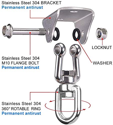 TEHEO 450KG Kapazität Deckenhaken Hängematte Edelstahl 360° Dreh Schaukelhaken für Hängesessel,Betonholz,Hängematte… – Bild 6