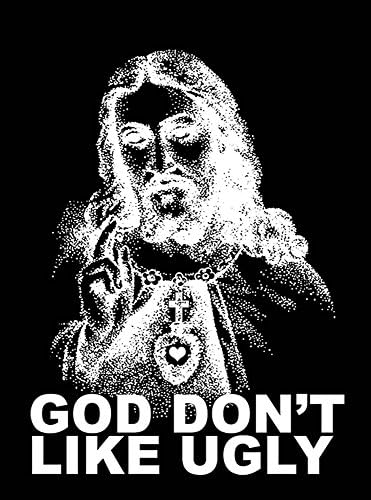 Wall Poster - Jesus Portrait - God don't like ugly Black Matte Paper (Black Framed) A4