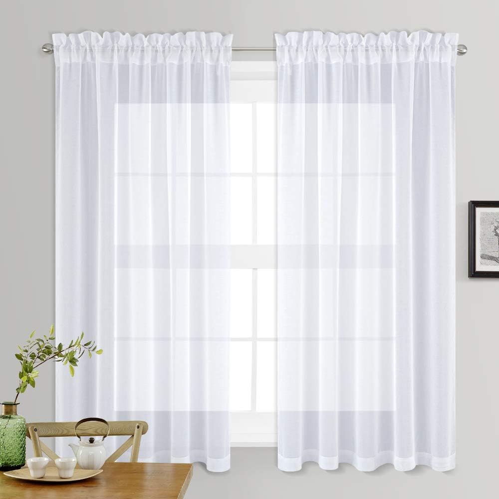 Amazon Com Nicetown Sheer White Curtains For Bedroom Rod Pocket