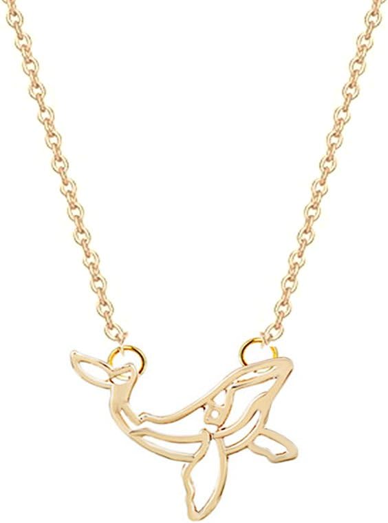 Cute Hollow Whale Pendant Necklace for Women and Girl