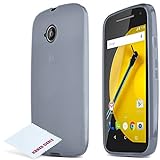 Moto E 2nd Gen Case, Flexible Crystal Silicone TPU Case [Extra Slim] [Perfect Fit] with ** FREE* Micro Fiber Cleaning Cloth for Motorola Moto E 2nd Generation, 2015 [SMOKE]