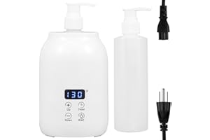 Massage Oil Warmer, Professional Electric Lotion Digital Heater with Two Oil Bottles, Portable Body Lotion Warmer Cream Heate