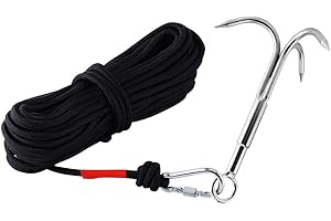 MHDMAG Grappling Hook, Carabiner Climbing with 3-Claw Stainless Steel Hooks for Retrieving, Outdoor Hiking, Tree Limb Removalr,Big