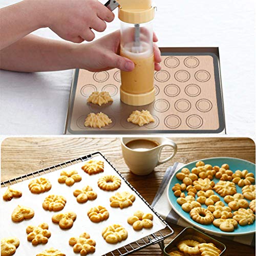 Cookie Press Gun Kit for Cookies Biscuit Churro Maker, Cookie Press with Macaroon Baking Mat Sheet, 6 Icing Tips, 16 Cookie Moulds, 200 Self-Adhesive Cookie Bags, Measuring Cup, Cleaning Brush - Thumbnail 3