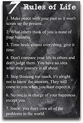 7 Rules of Life Blackboard Background Custom Quote Poster Size 20X30 Inch Decroate Home Bedroom Classroom Office