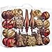 Valery Madelyn 50ct Woodland Shatterproof Christmas Ball Ornaments Decoration Red Brown,2.76Inch-7.09 Inch for Christmas Tree Decorations Included