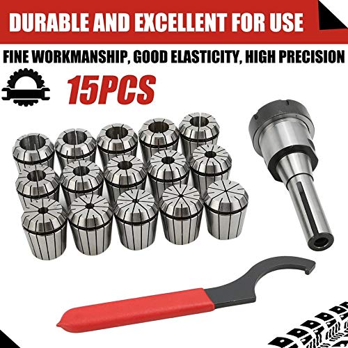 Belovedkai 15 Pcs Collet Set ER40 Collet Chuck R8 Shank 1/8" - 1" for CNC milling Lathe Tool Engraving Machine Accessories