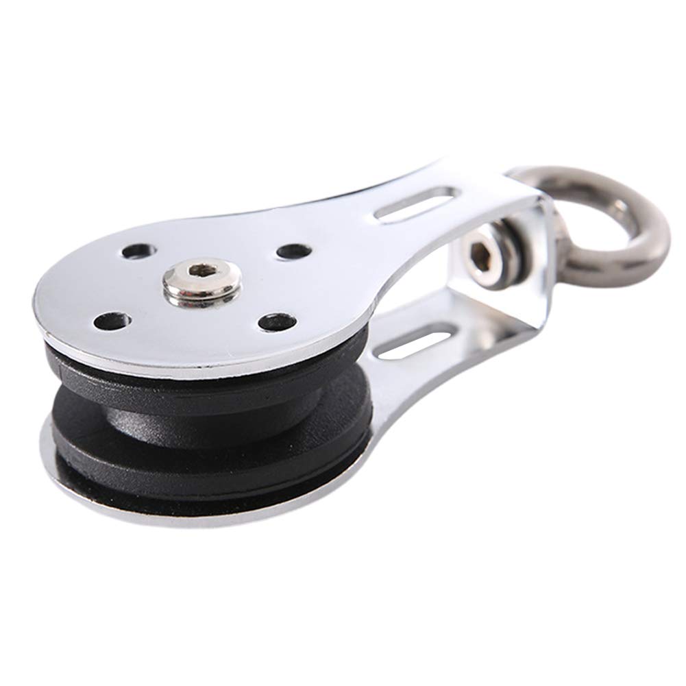 Swivel Pulley,Stainless Steel Double Bearings Silence Traction Wheel, Heavy Duty Pulley Loading 300KG, 360 Degree M8 Swivel Ring Lifting Traction Wheel,for 3-8mm Steel Wire Rope