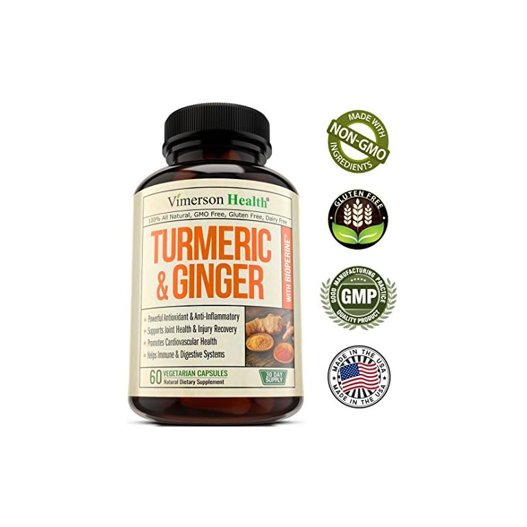 Turmeric and Ginger Supplement with Bioperine Black Pepper Natural