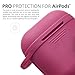 Domatti Protective Silicone Skin Cover Case for Apple Airpods Charging Dock Box – Soft Slim Fit Shockproof Non-Slip Grip Wrap with Keychain Tether Leash for Wireless Bluetooth Earphones (Red)