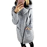 Boomboom Winter Clothes, Women Plus Size Zipper Long Sweatshirt Outwear Coat Size S-5XL