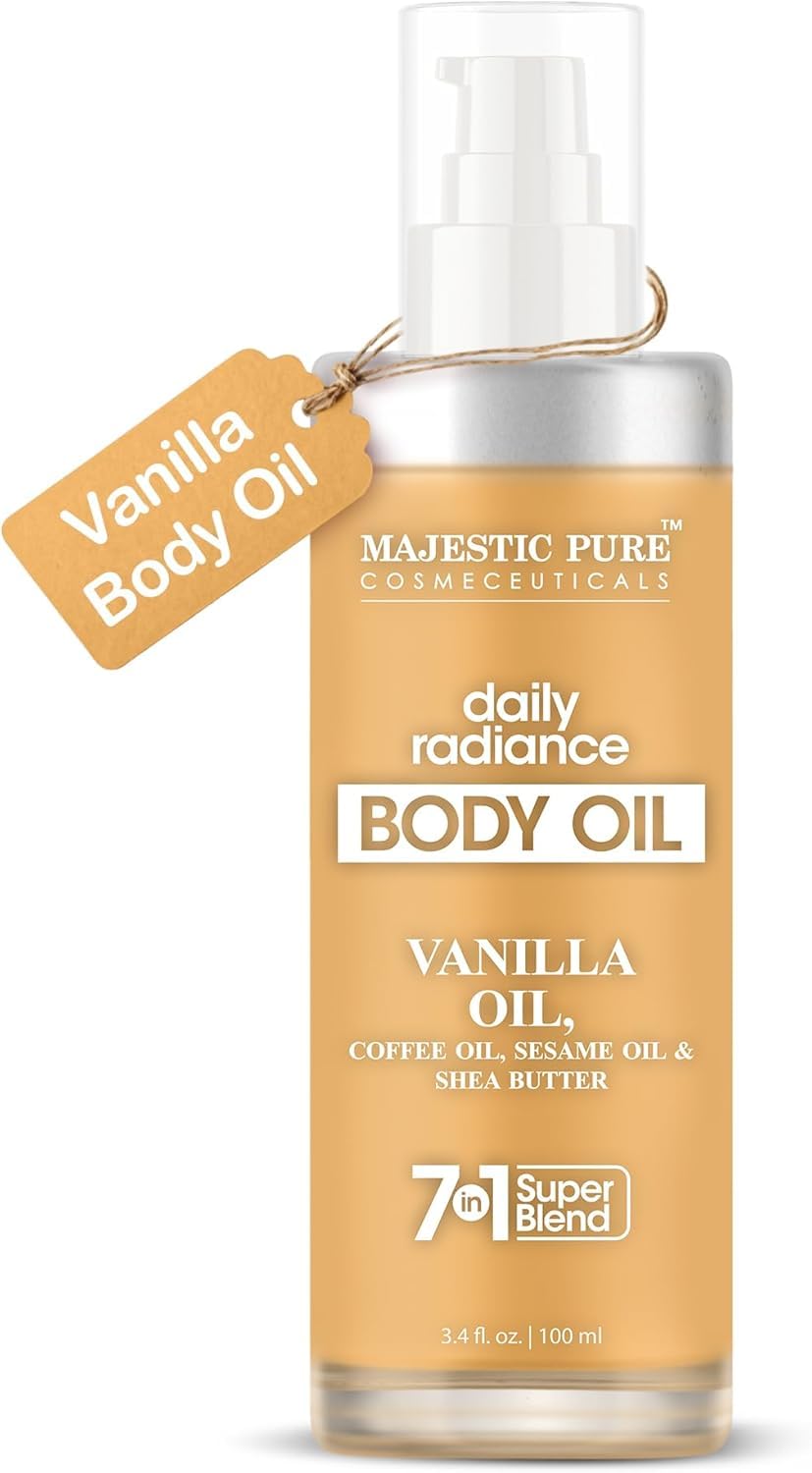 Majestic Pure Daily Radiance Body Oil | 100% Pure & Natural | Repair Dry, Damaged Skin | Moisturizing Skin | Deep Moisturizing Formula | 100 ml