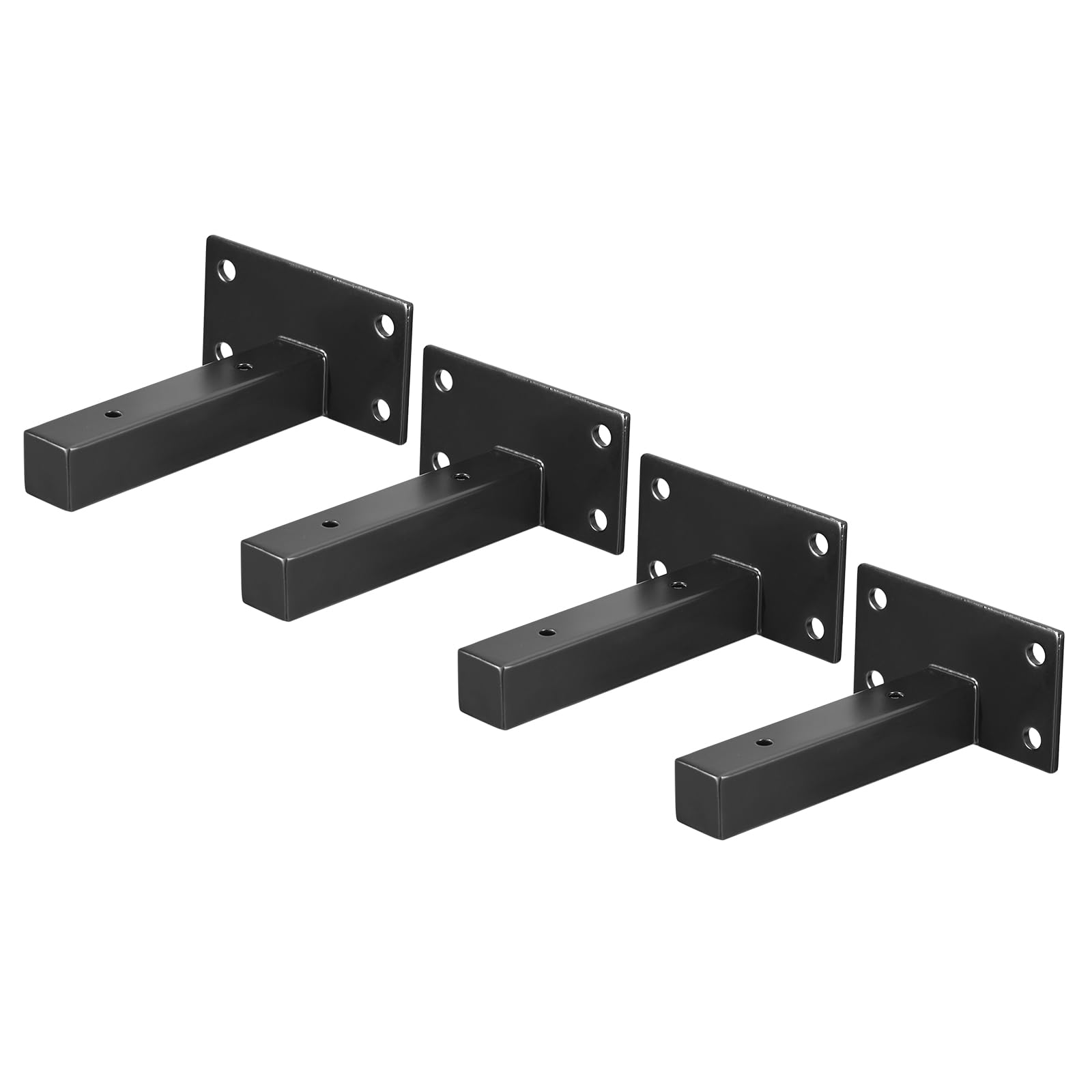 uxcell Floating Shelf Brackets, 4pcs 4"(100mm) Industrial Metal Brackets for Shelves Wall Mounted Shelf Supports, Black