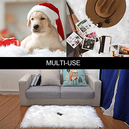 bedee Faux Sheepskin Rugs (60x150cm) Faux Fur Rug Soft Fluffy Rug Shaggy Area Rugs Anti-Skid Carpets for Bedroom Living Room Kids Room Decor