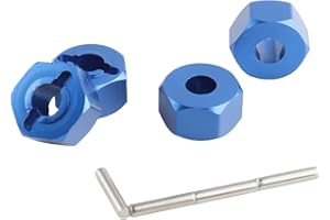 GDOOL 12mm Hex Wheel Hub Mount, Aluminum 7mm Thick with 2x10mm Stub Axle Pins for 1/10 Slash 4x4 & HQ 727 RC Cars Replacement Upgrade Parts (Dark Blue)(Set of 4)