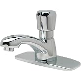 Zurn Z86100-XL-CP4-3M AquaSpec Single-Hole Metering Faucet, 0.5 GPM Vandal-Resistant Pressure-Compensating Spray, Push-Button, 4" Cover Plate, Chrome